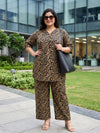 Plus Size Women's Printed V-Neck 3/4 Sleeve Top with Palazzo Co-ord Set |Sizes 3XL to 8XL