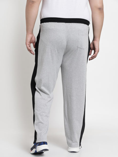 Men Grey Solid Cotton Straight-Fit Track Pants