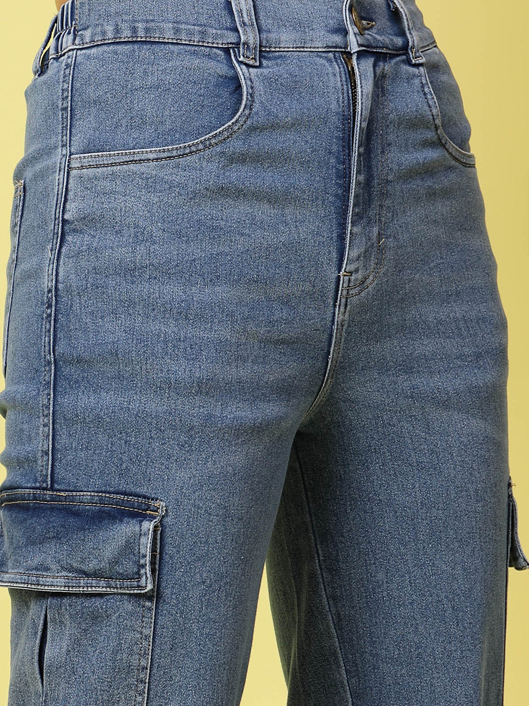 Women Blue Heavy Fade Stretchable Cotton Jeans