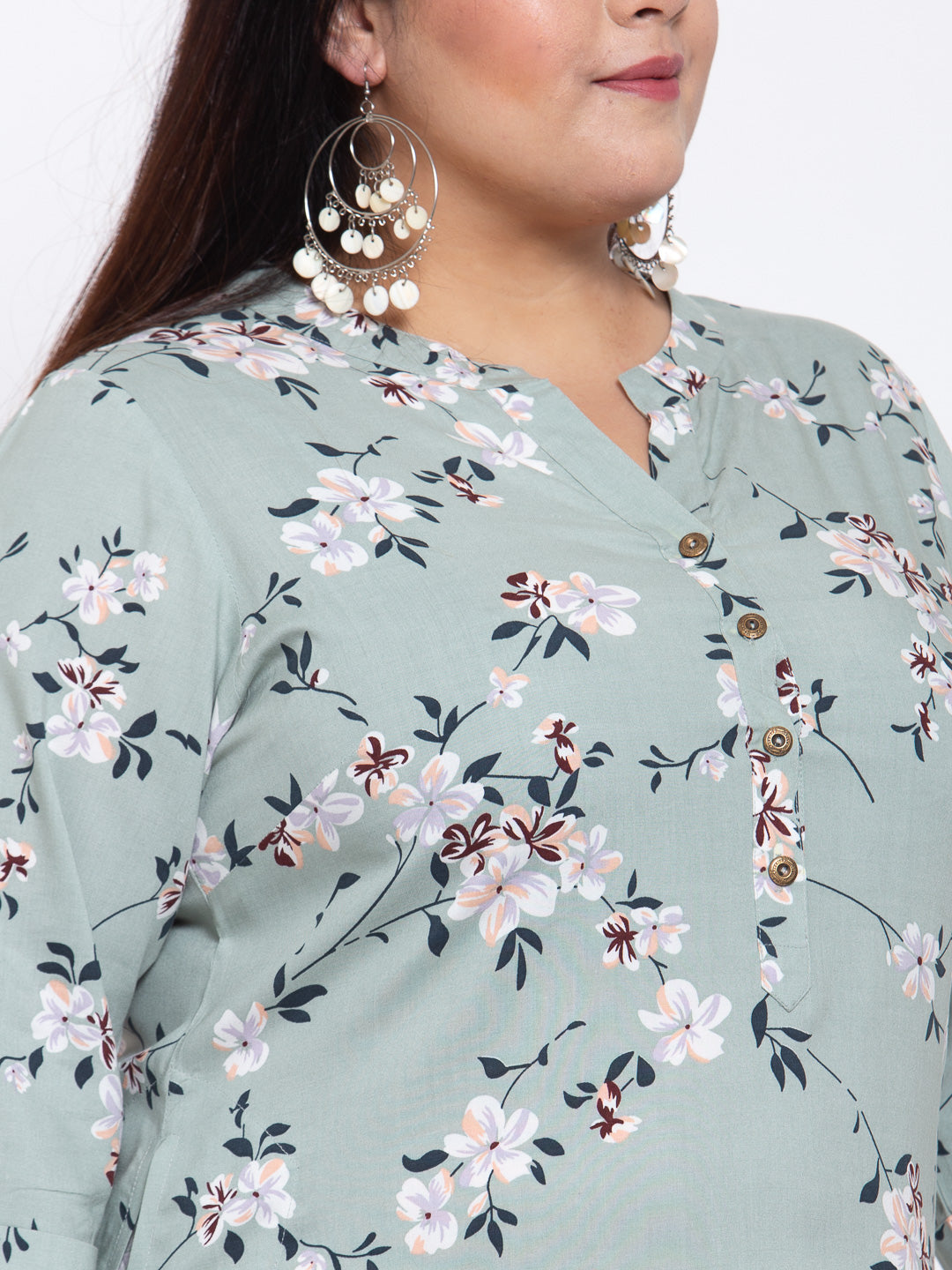 Women Sea Green Floral Printed Kurta