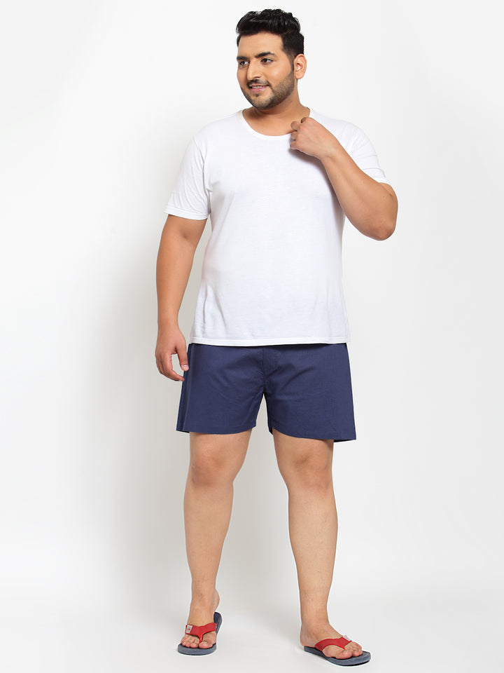 Men Plus Size Blue & Grey Printed Cotton Boxer