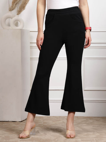 Women Mid Rise Bootcut Trousers