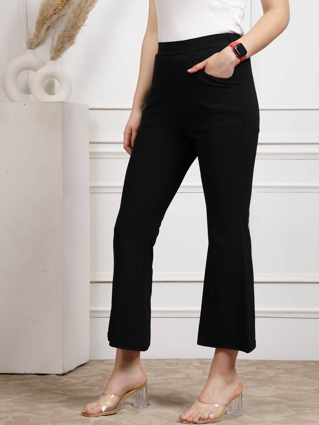 Women Mid Rise Bootcut Trousers