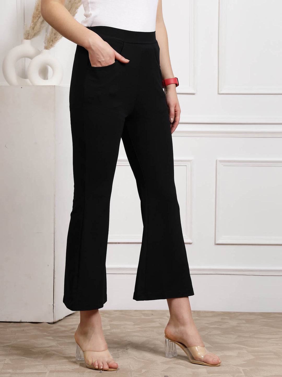 Women Mid Rise Bootcut Trousers