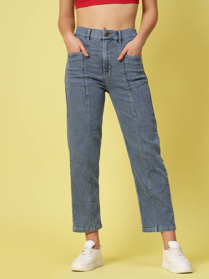 Women Blue Low Distress Stretchable Cotton Jeans