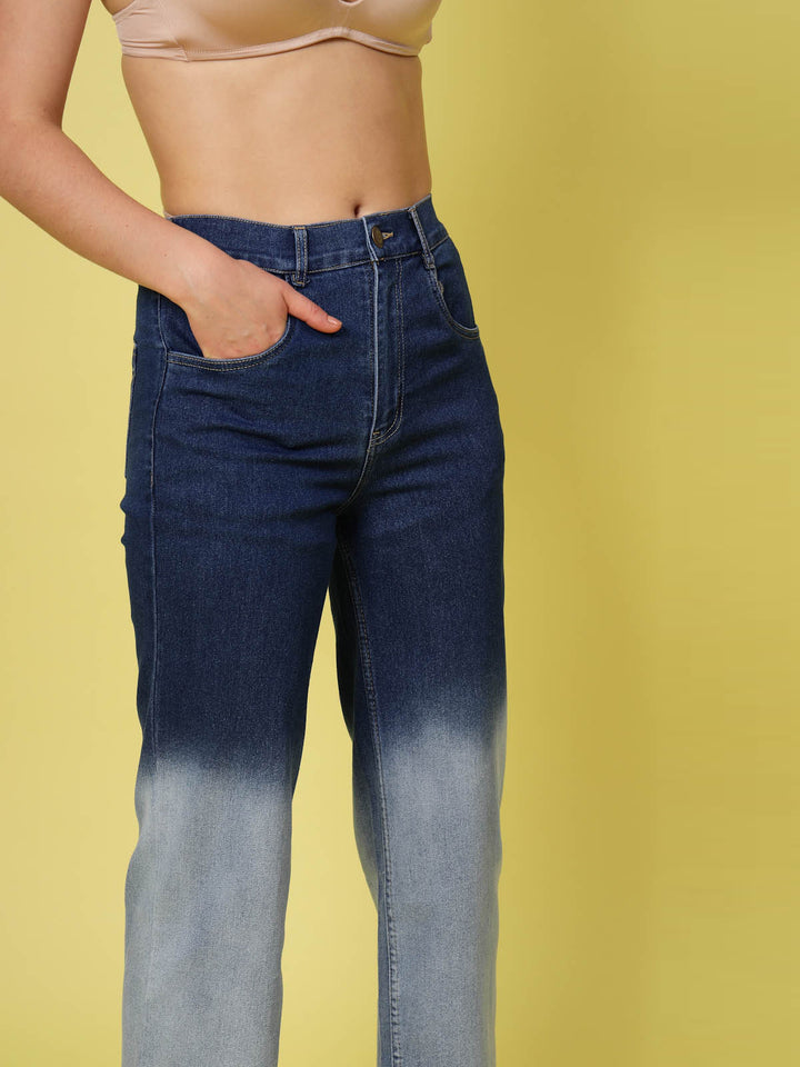 Women Blue Low Distress Heavy Fade Stretchable Cotton Jeans