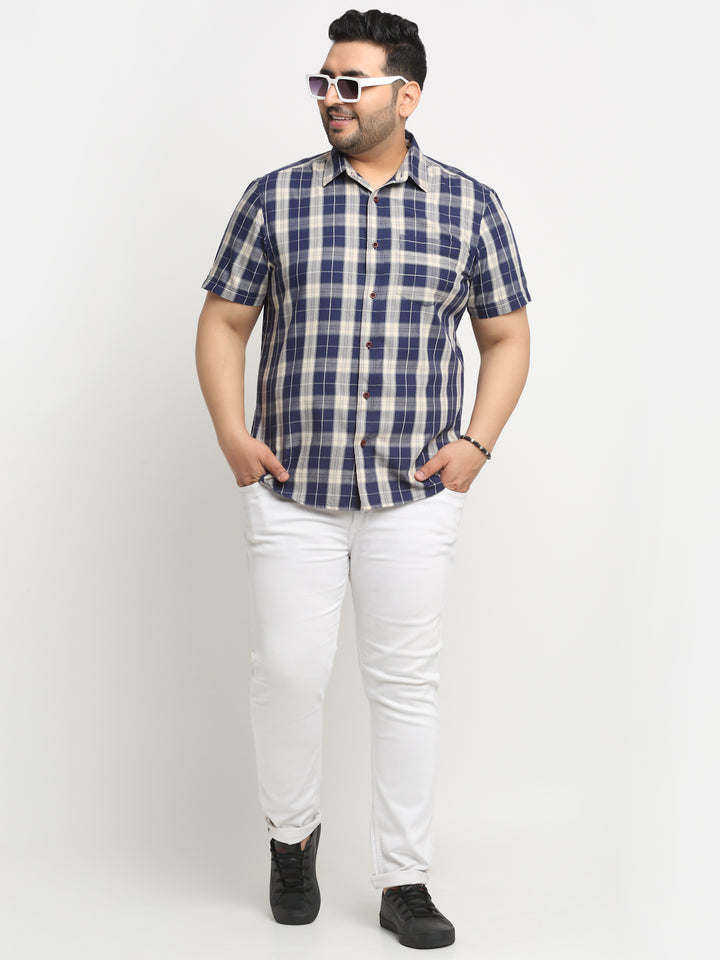 Plus Size Tartan Checks Cotton Casual Shirt