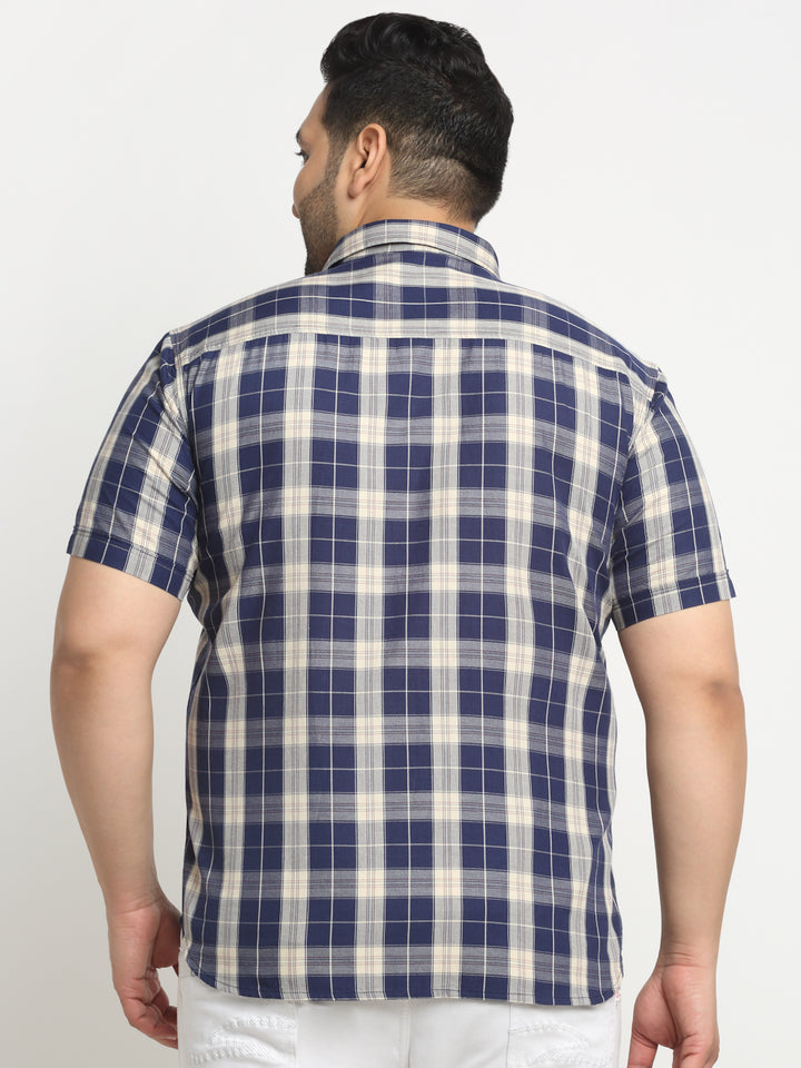 Plus Size Tartan Checks Cotton Casual Shirt