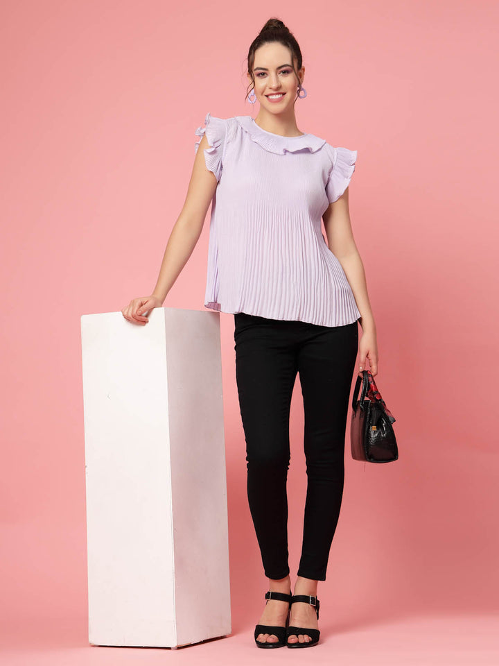 Flutter Sleeve Ruffles Regular Top