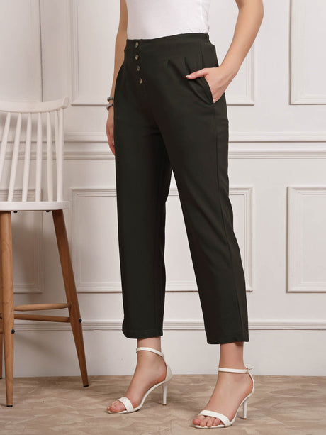 Women Pleated Mid Rise Trousers