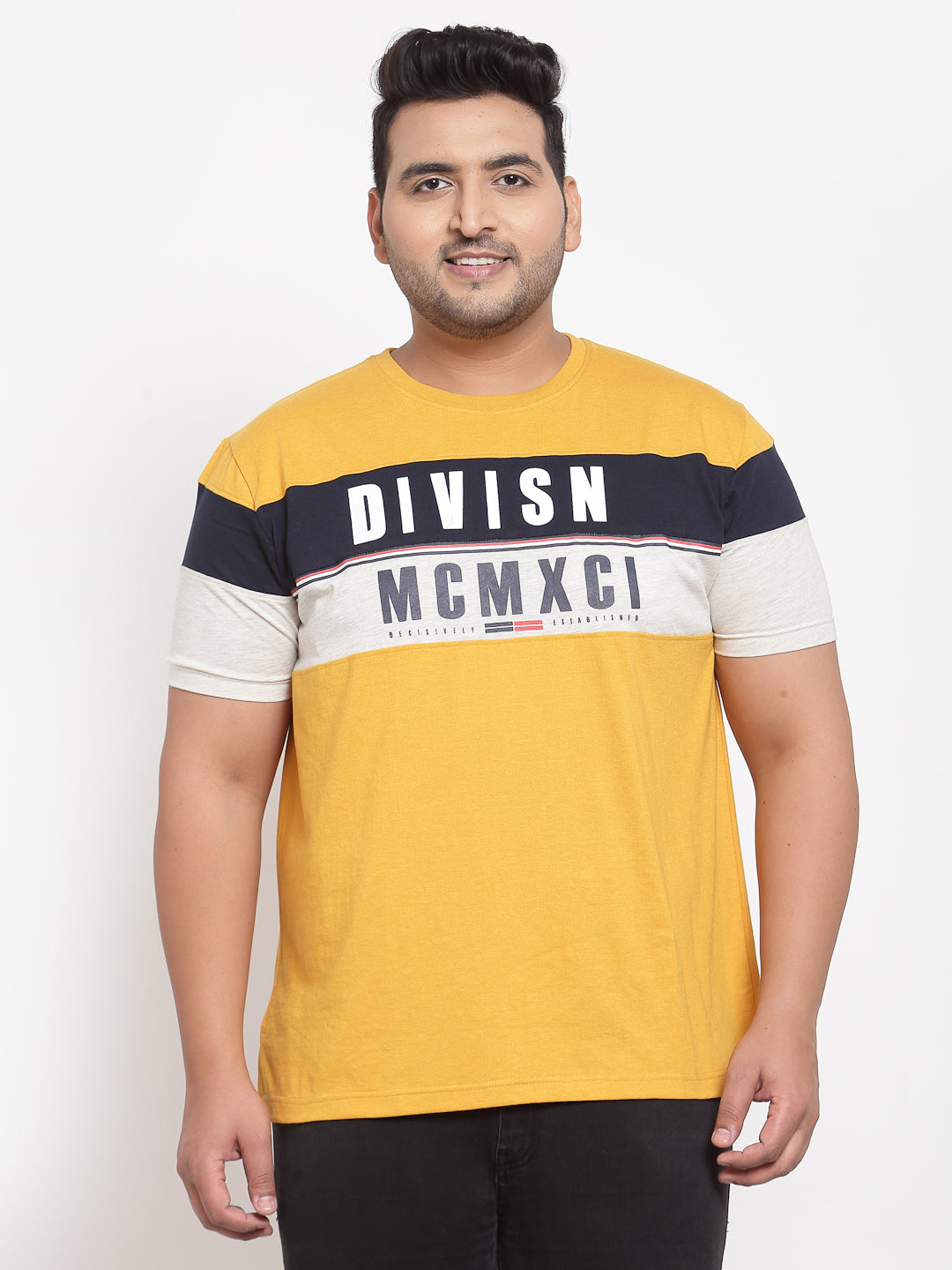 Men Mustard Yellow Varsity Printed T-shirt