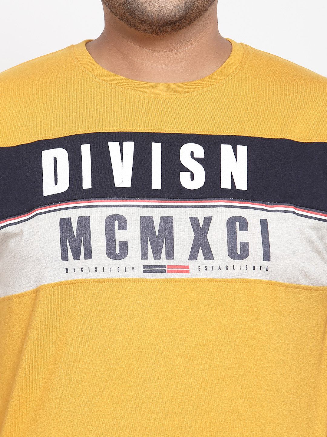 Men Mustard Yellow Varsity Printed T-shirt