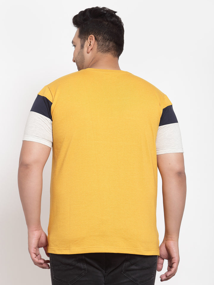 Men Mustard Yellow Varsity Printed T-shirt