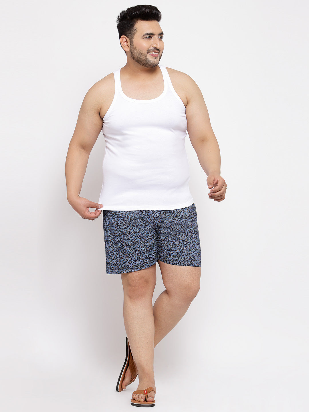 Plus Size Men  White Solid Innerwear Vests
