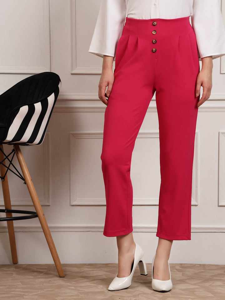 Women Pleated Mid Rise Trousers