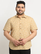 plusS   Floral Printed Cotton Casual Shirt