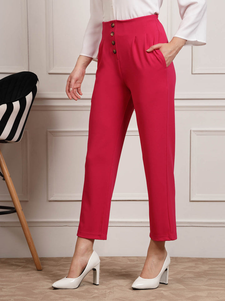 Women Pleated Mid Rise Trousers