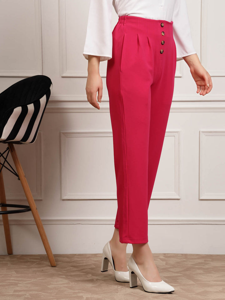 Women Pleated Mid Rise Trousers