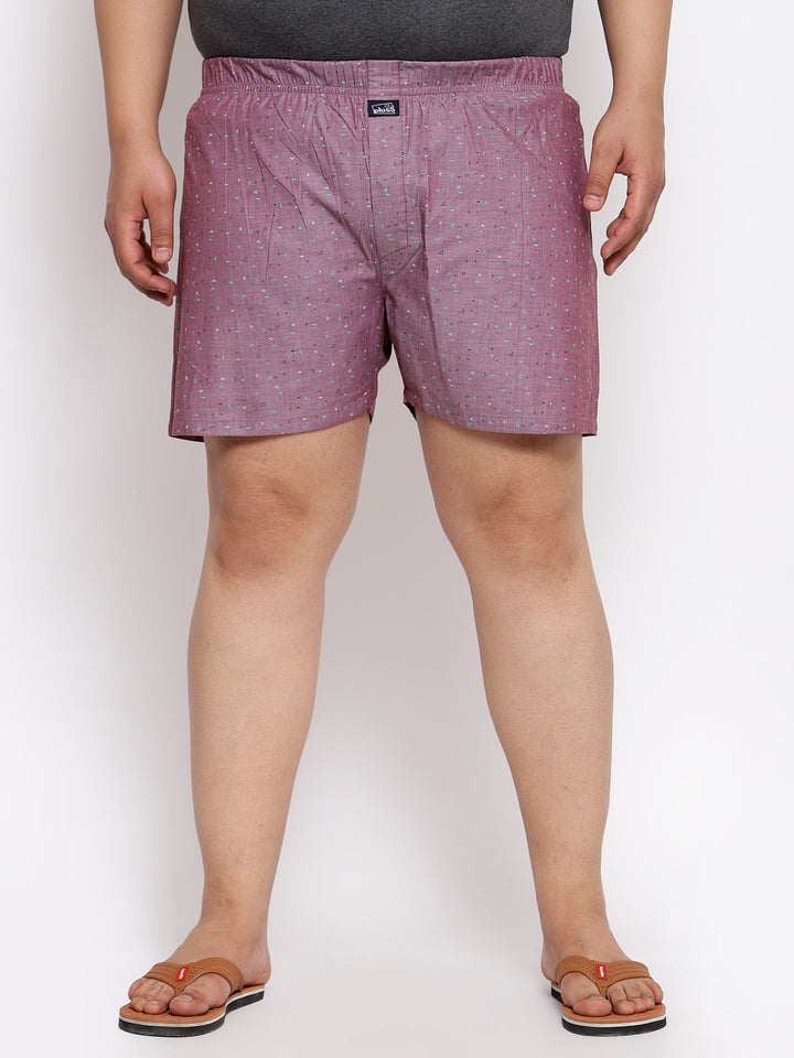 Men Plus Size Mauve & Maroon Printed Boxers MBX208E