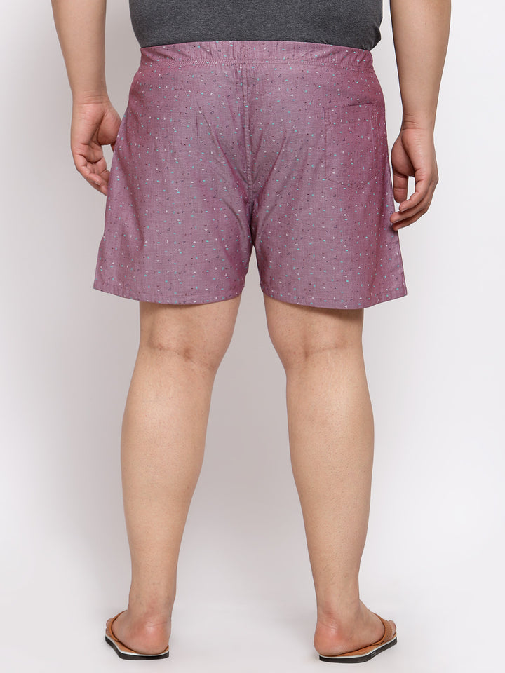 Men Plus Size Mauve & Maroon Printed Boxers MBX208E