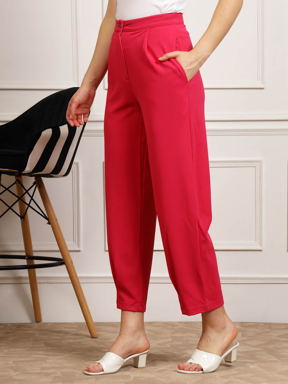 PATRORNA Women Smart Pleated Cotton Peg Trousers Price in India, Full  Specifications & Offers | DTashion.com