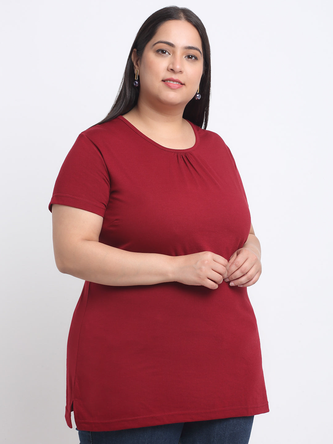 Women Plus Size Longline Cotton T-shirt