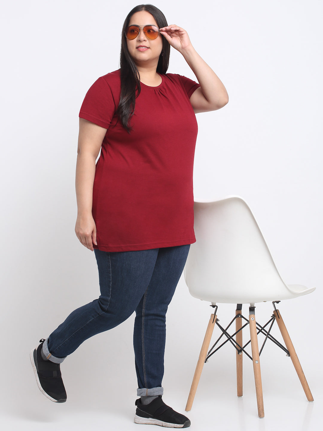 Women Plus Size Longline Cotton T-shirt