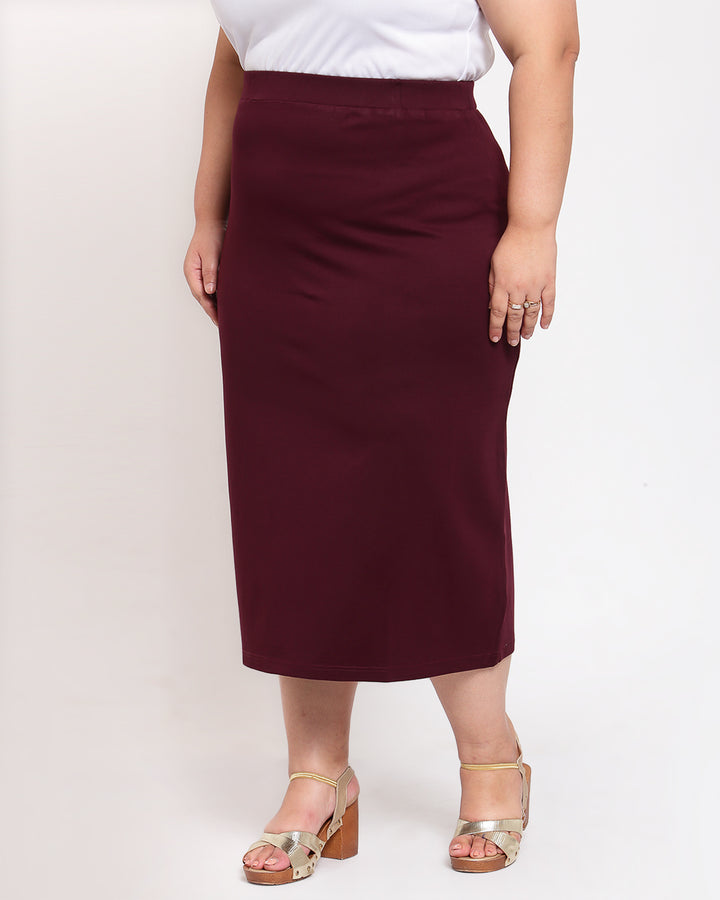 Burgundy Pencil Midi Skirt