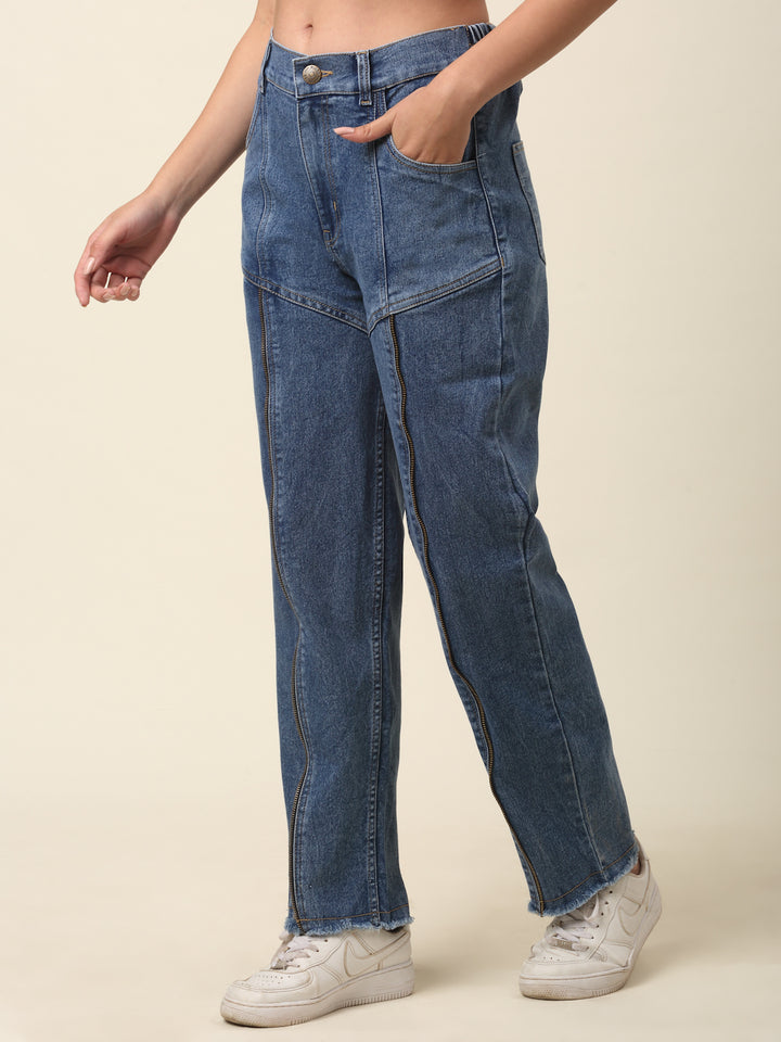 Women Blue Mid-Rise Stretchable Cotton Jeans