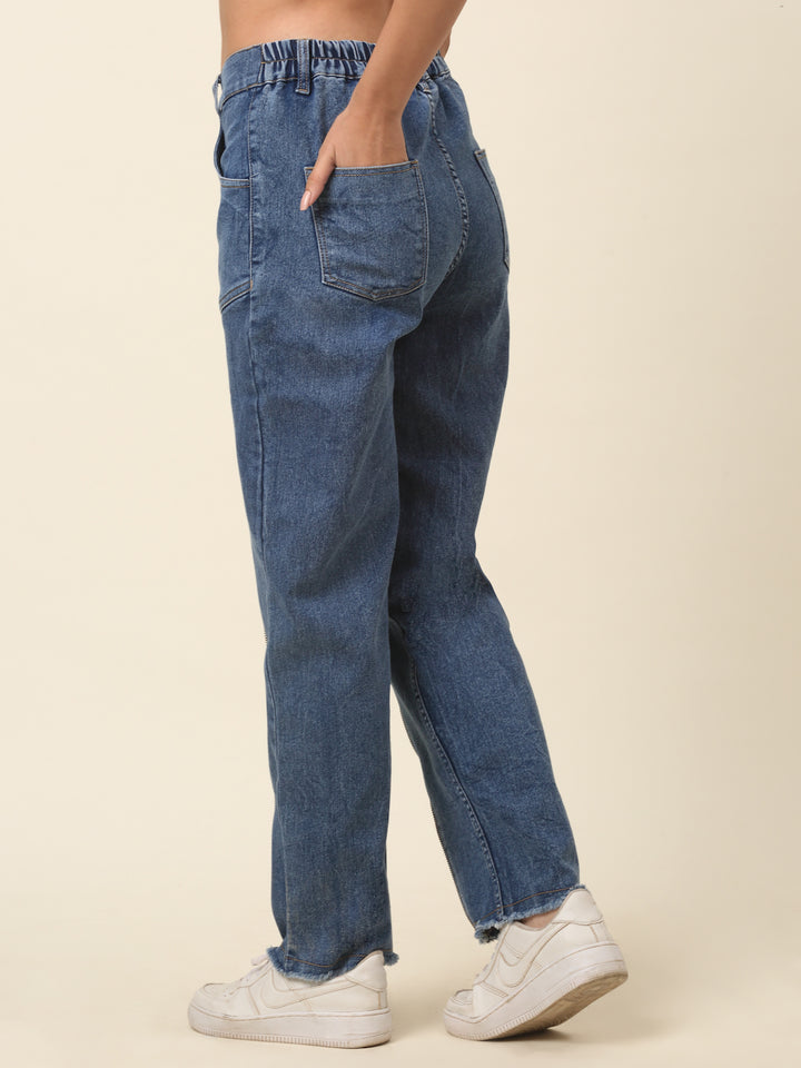 Women Blue Mid-Rise Stretchable Cotton Jeans