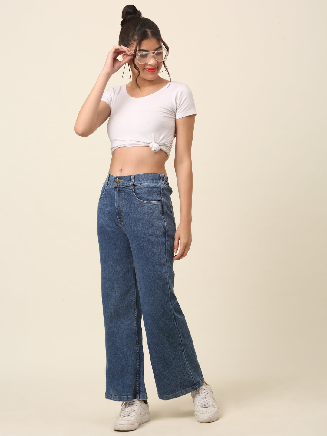 Women Blue Mid-Rise Stretchable Cotton Jeans