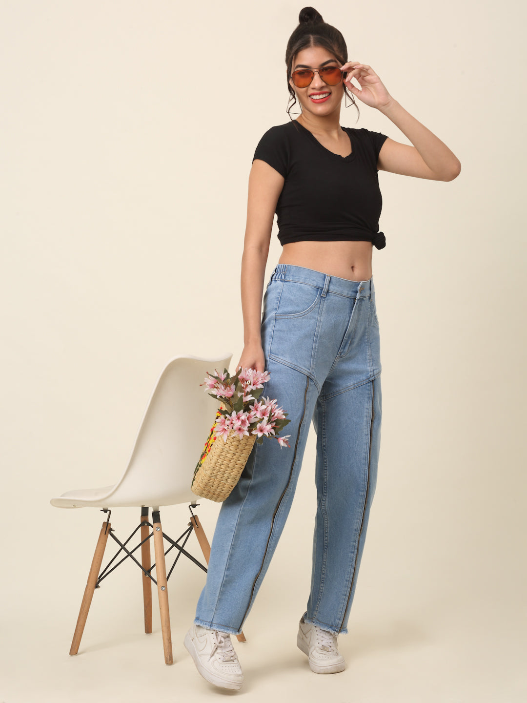 Women Blue Mid-Rise Stretchable Cotton Jeans