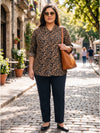 Plus Size Women's Printed V-Neck with 3/4th Sleeve Top Sizes 3XL to 8XL