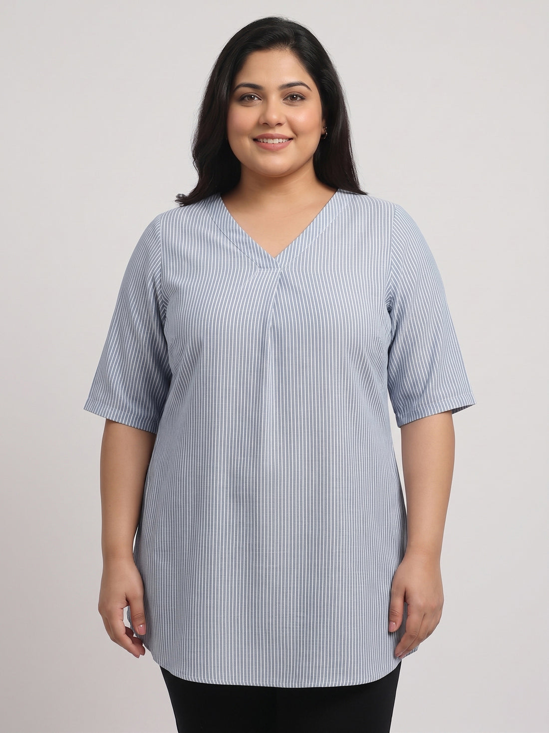 Plus Size Women A-Line V-Neck Top