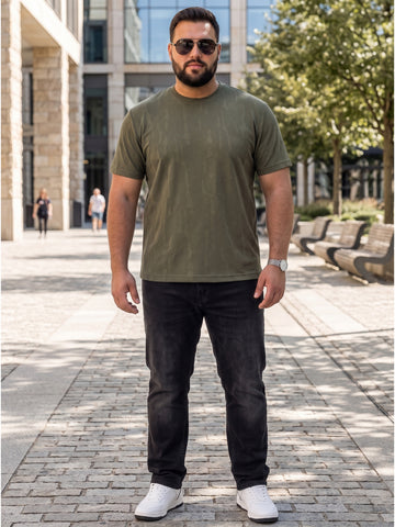 Plus Size Men's Textured Round Neck Short Sleeve Tshirt