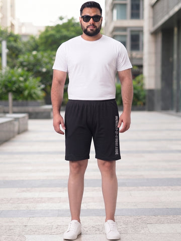 Plus Size Men Solid Black Regular fit Shorts | Sizes 2XL to 10XL