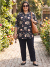 Plus Size Women's Printed V-Neck with 3/4th Sleeve Top Sizes 3XL to 8XL