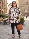 Plus Size Women's Floral Printed V-Neck 3/4th Sleeve Lightweight Polyester Top 3XL to 8XL