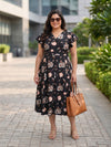 Plus Size Flutter Sleeve Fit & Flare Midi Dress