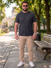 Plus Size Men's Textured Round Neck Short Sleeve Tshirt