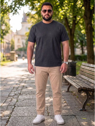 Plus Size Men's Textured Round Neck Short Sleeve Tshirt