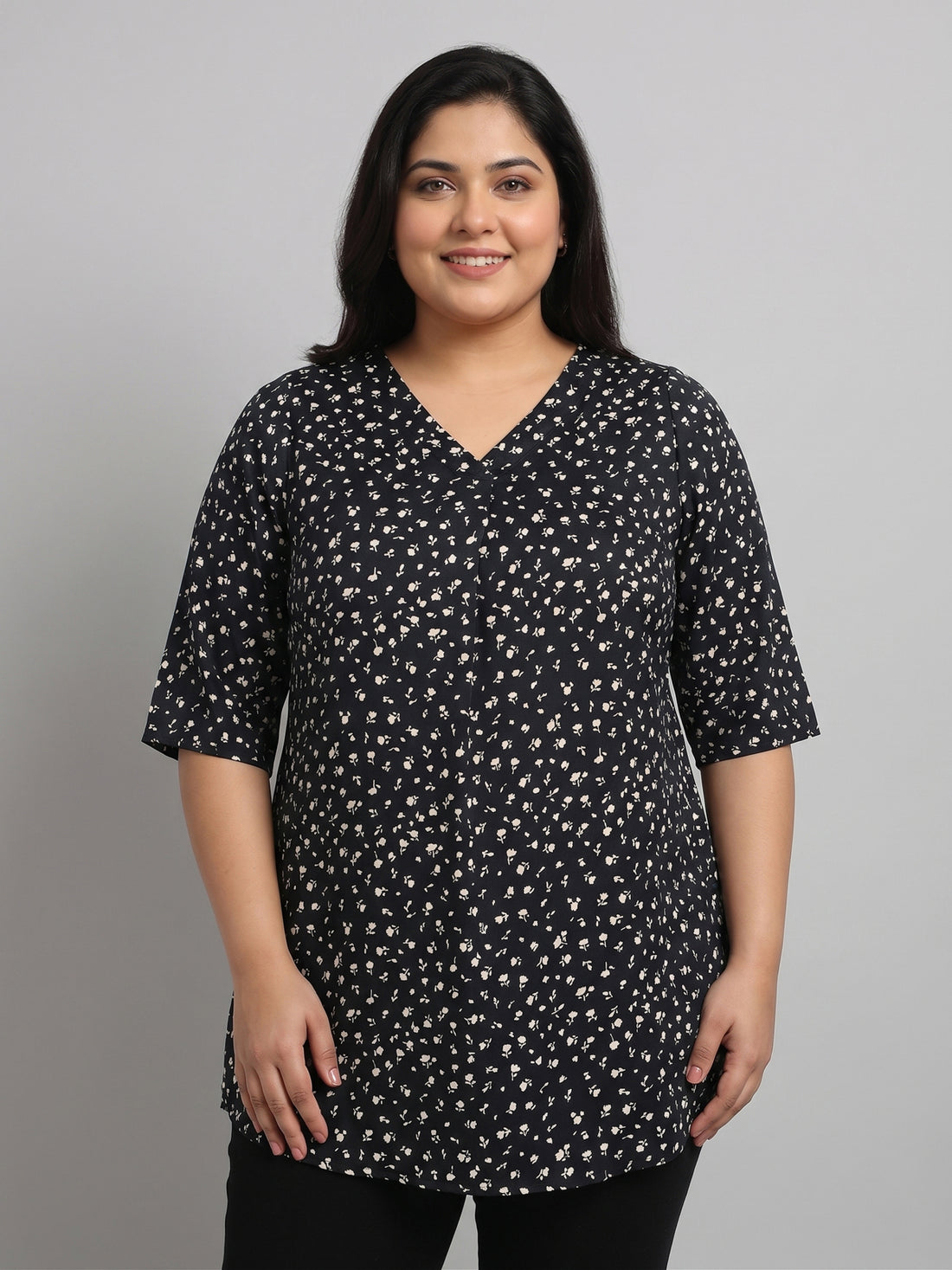 Plus Size Women A-Line V-Neck Top