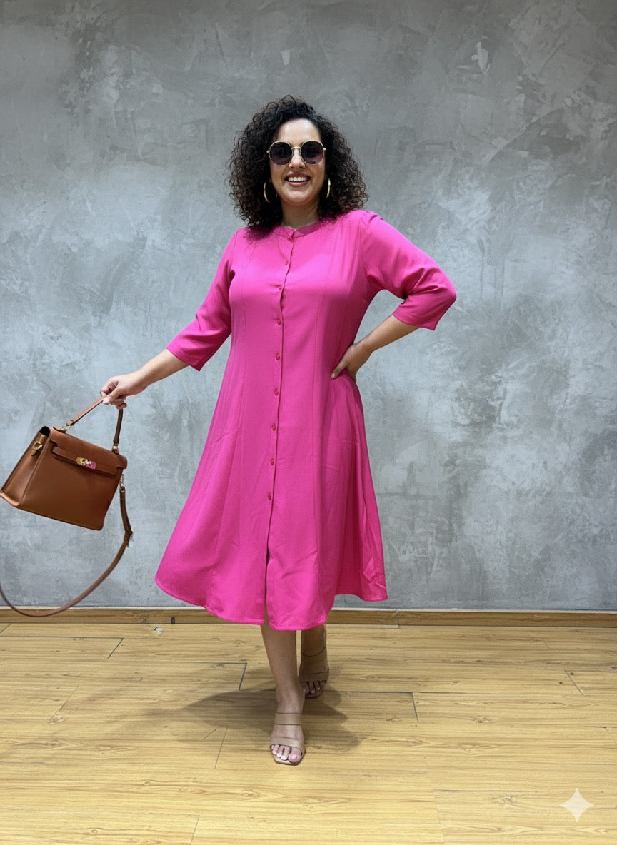 Plus Size Solid A-Line Dress