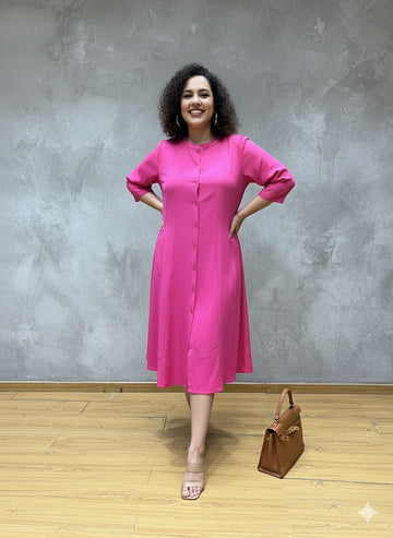 Plus Size Solid A-Line Dress