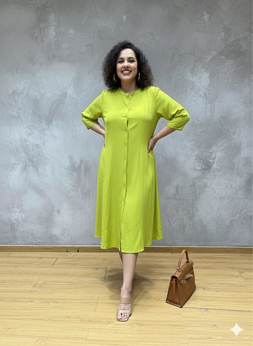 Plus Size Solid A-Line Dress