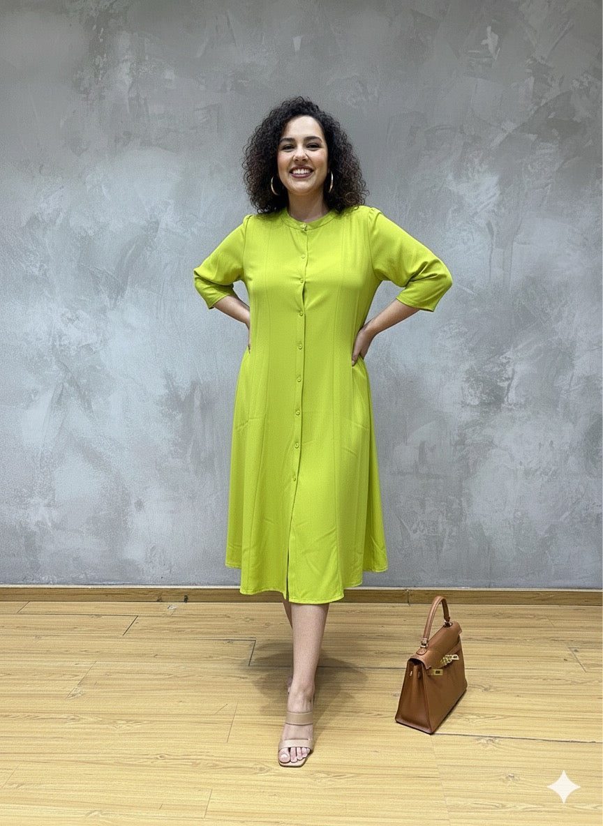 Plus Size Solid A-Line Dress