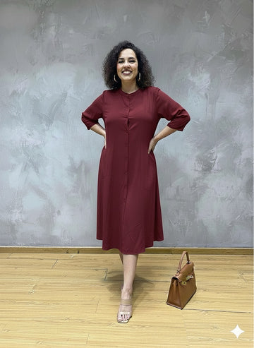 Plus Size Solid A-Line Dress