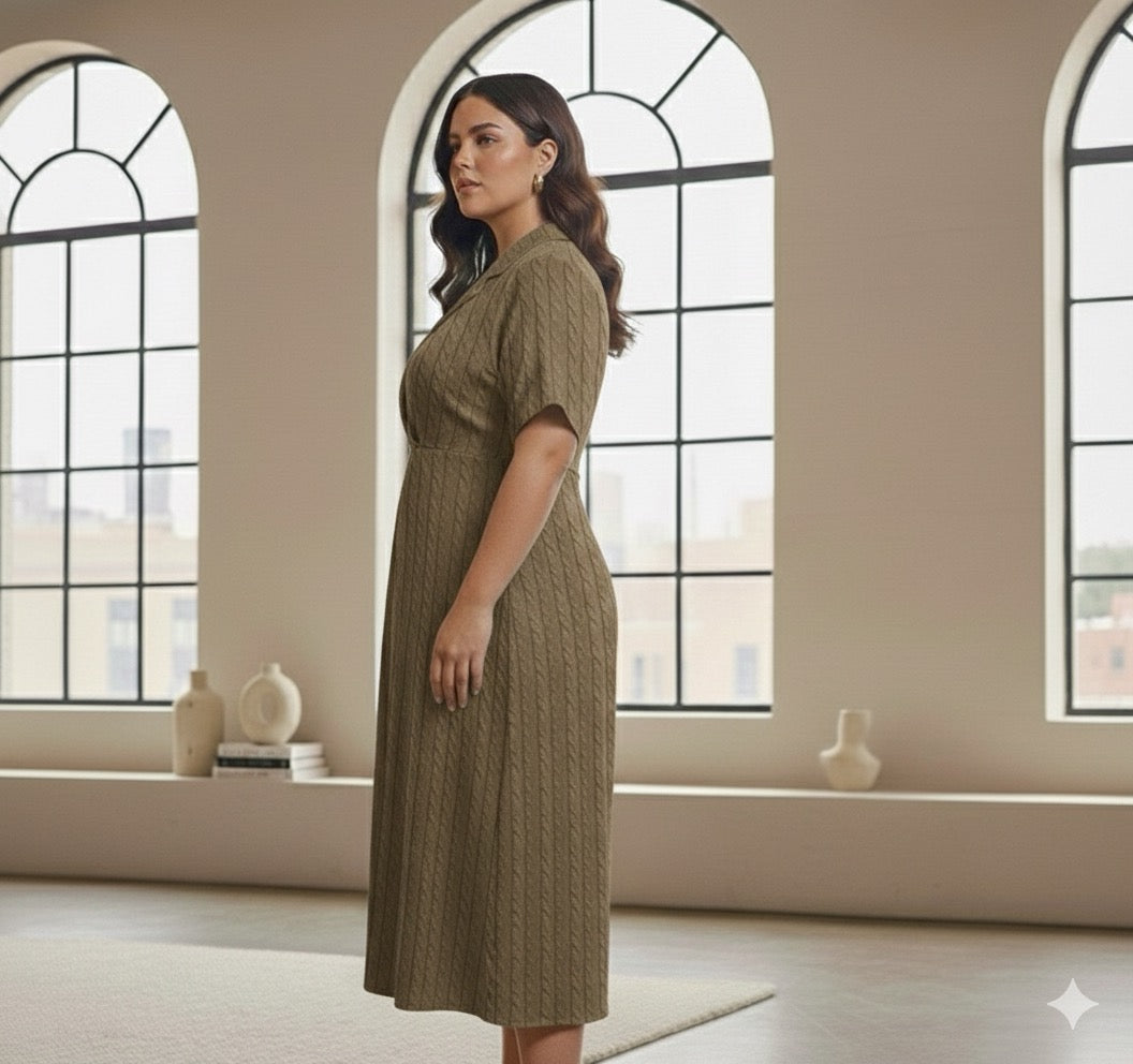 The 24/7 Dark Beige Dress: From Desk To Dinner In Style