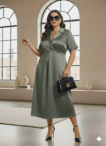 The 24/7 Dusty Green Dress: From Desk To Dinner In Style