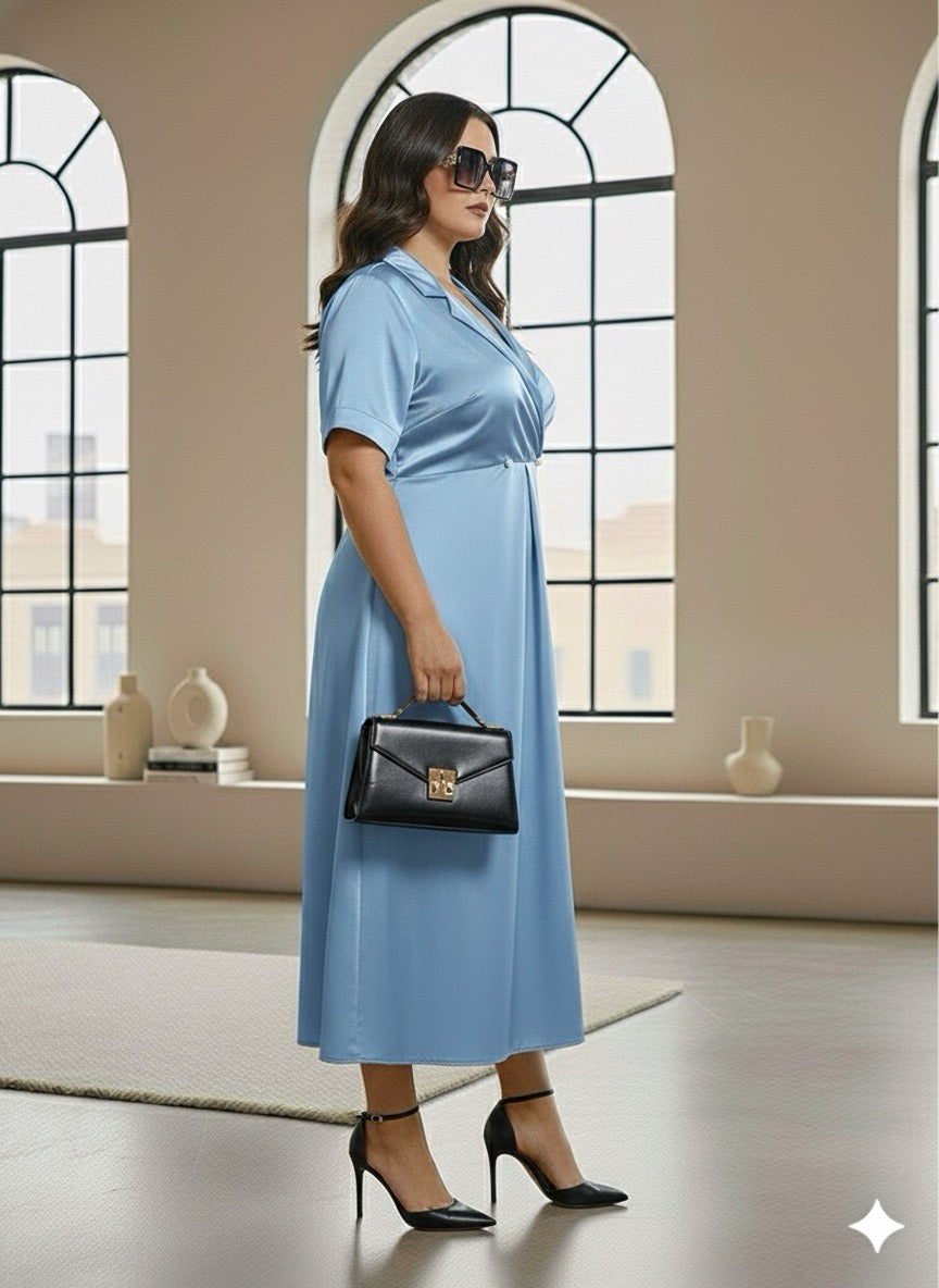 The 24/7 Sky Blue Dress: From Desk To Dinner In Style